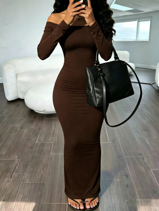 Off-Shoulder Bodycon Maxi Dress - alternate view 2