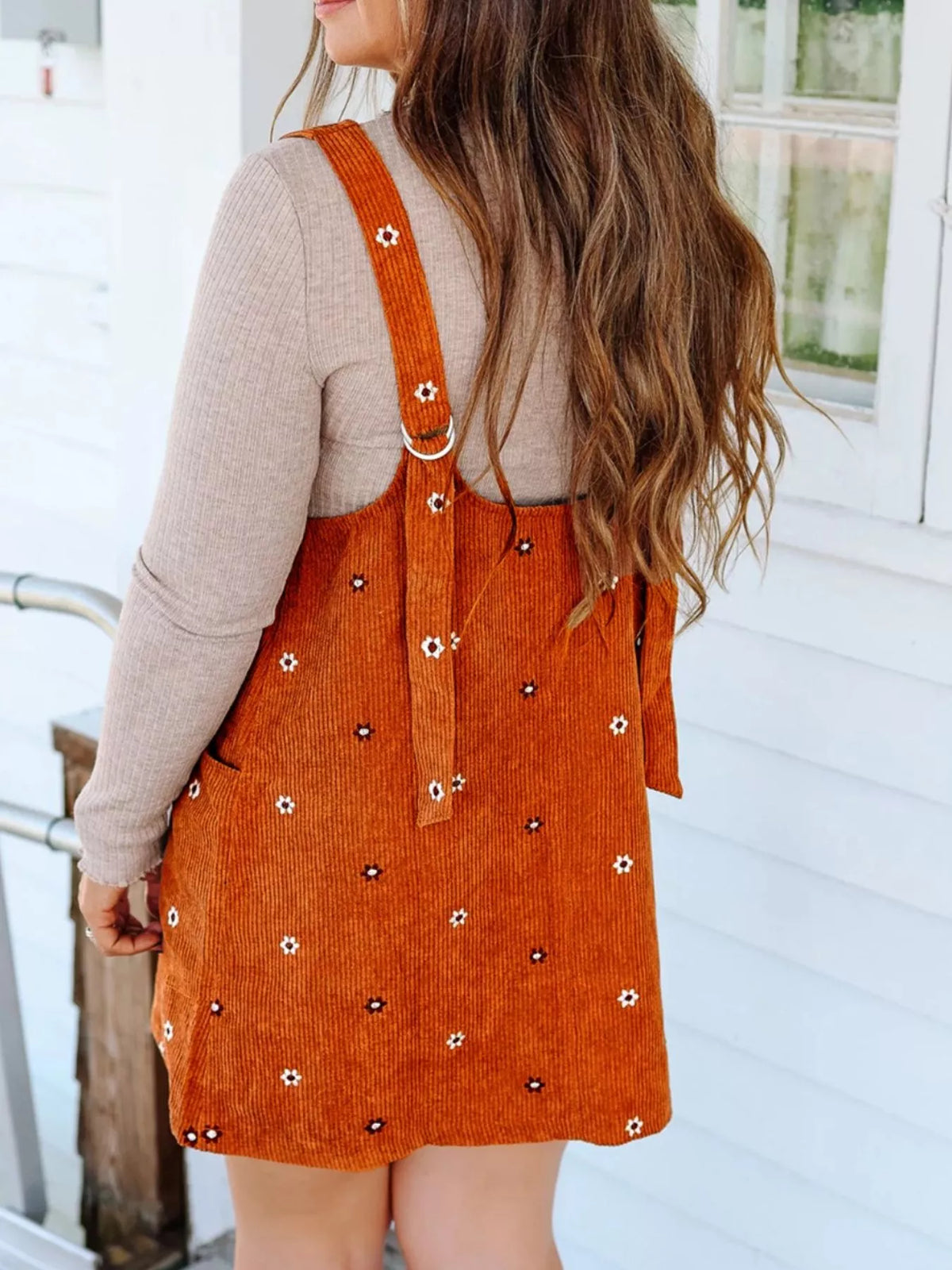 Floral Corduroy Overall Dress - alternate view 2