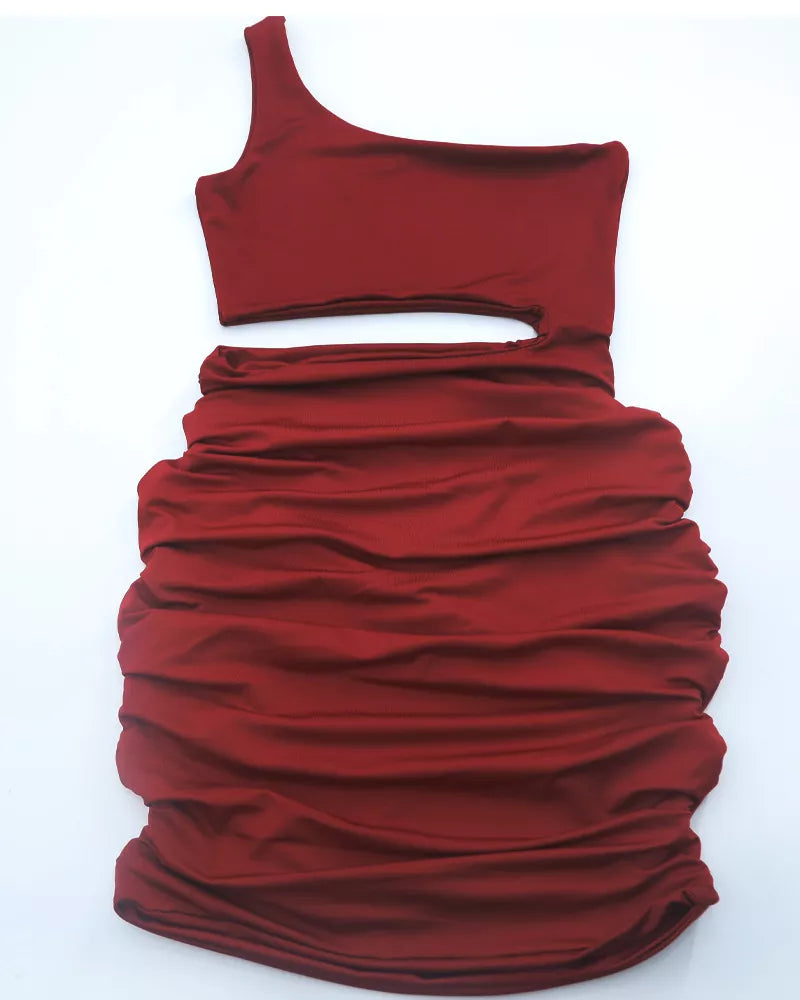 One-Shoulder Cutout Ruched Bodycon Mini Dress - alternate view 36