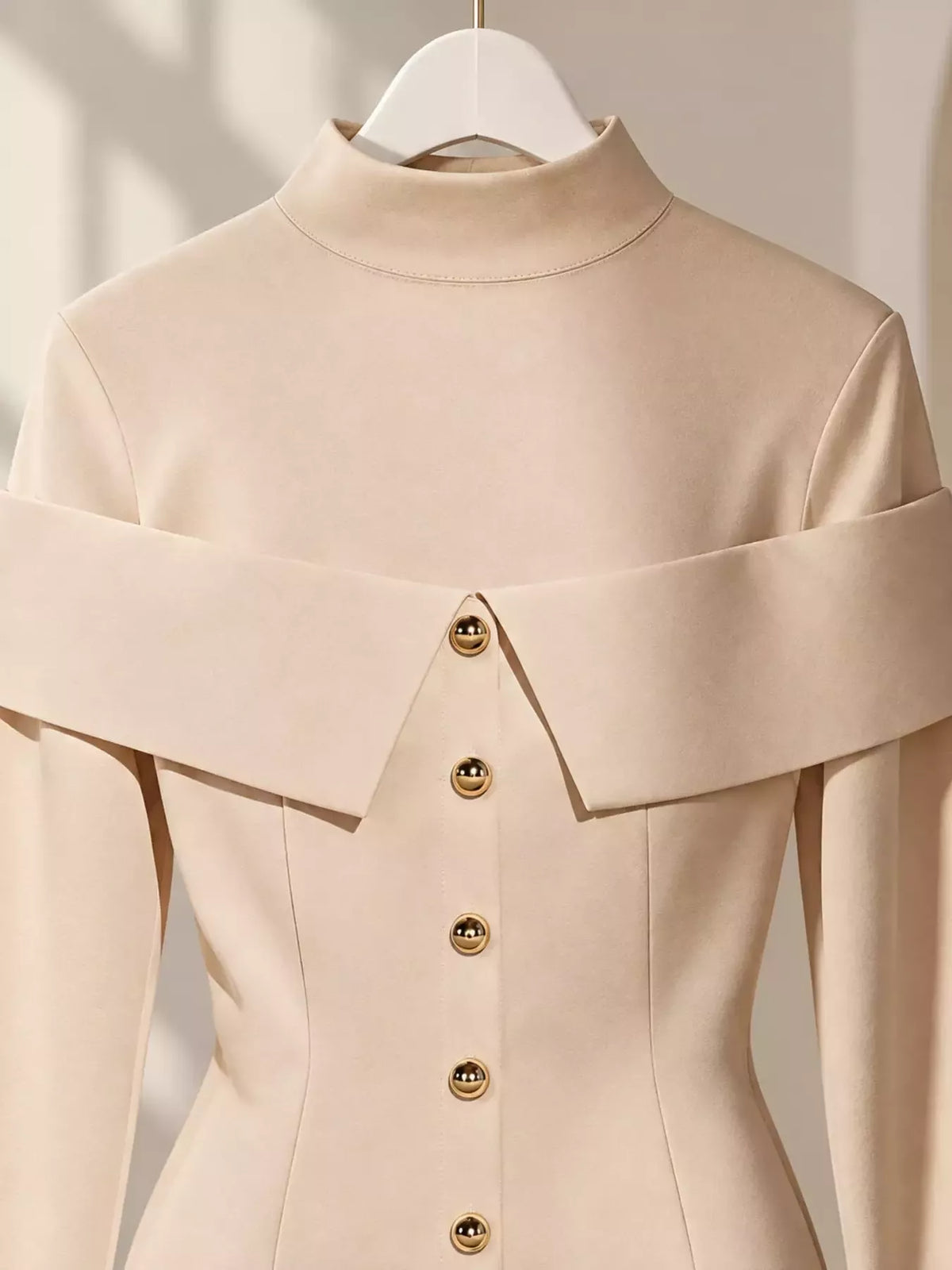 Mock Neck Button Front Mini Dress - alternate view 4