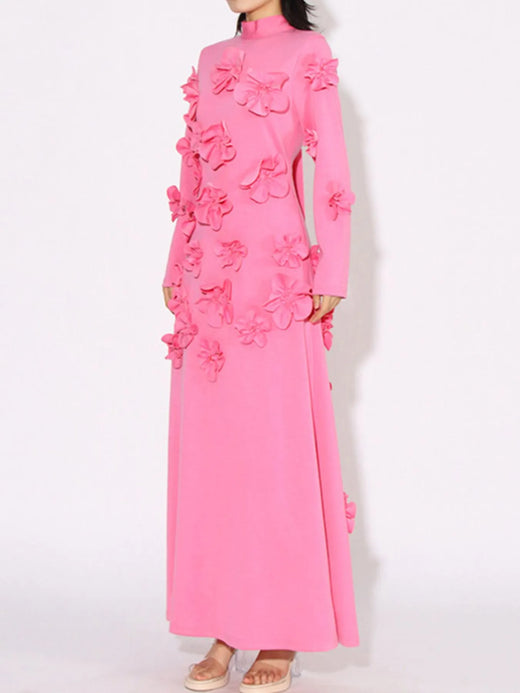 Floral Applique Long Sleeve Maxi Dress - alternate view 3
