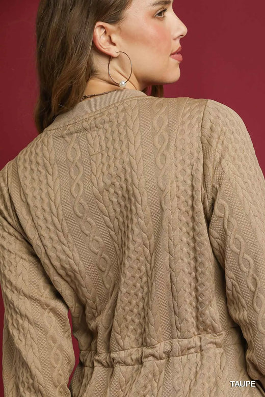 Umgee Drawstring Cable Knit Mini Dress with Pockets - alternate view 5