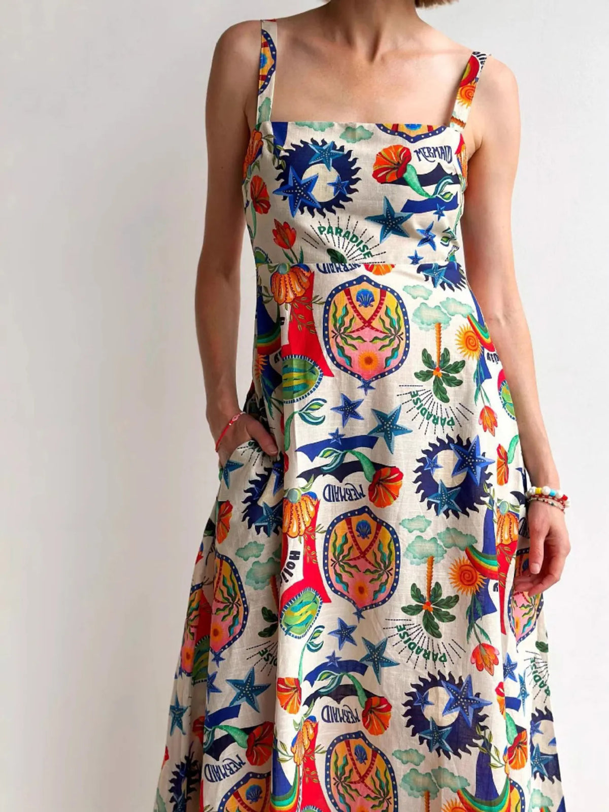 Printed Square Neck Maxi Dress - alternate view 2