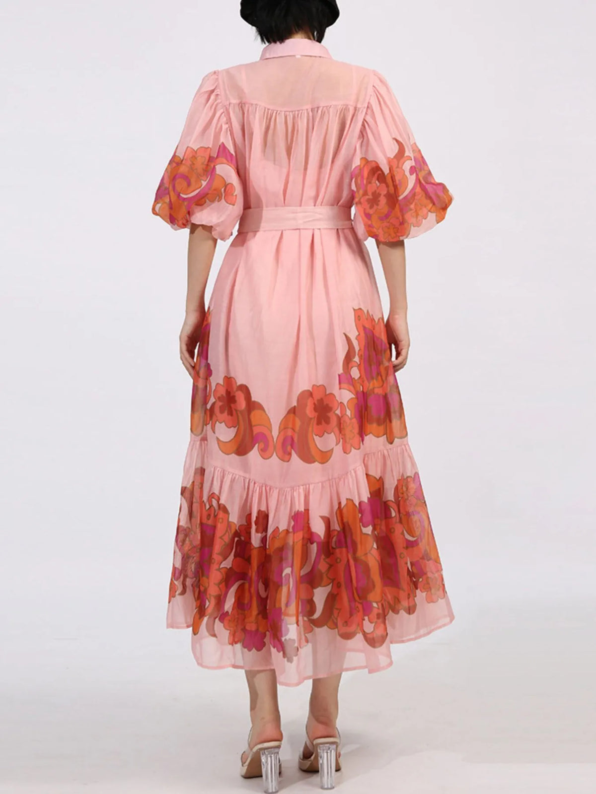 Button Front Puff Sleeve Dress - alternate view 7