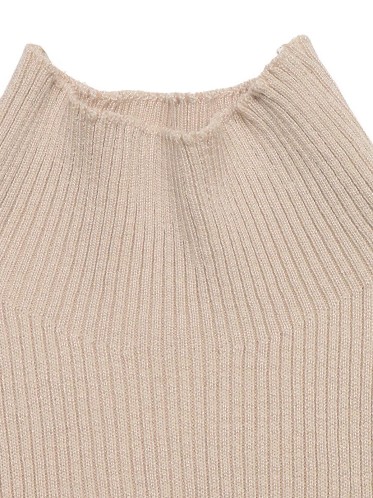 Ribbed Mock Neck Flare Sleeve Sweater Dress - alternate view 6
