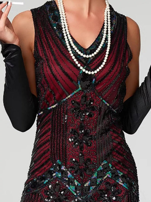 Full Size Sequin Fringe Hem Sleeveless Dress Plus Size - alternate view 1