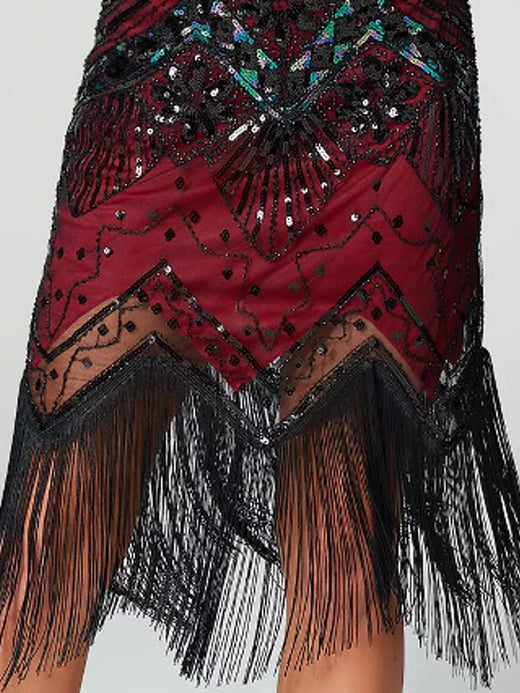 Full Size Sequin Fringe Hem Sleeveless Dress Plus Size - alternate view 2