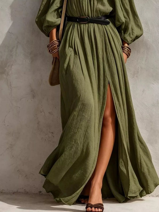Boho Off-Shoulder Maxi Dress with Side Slit - alternate view 2