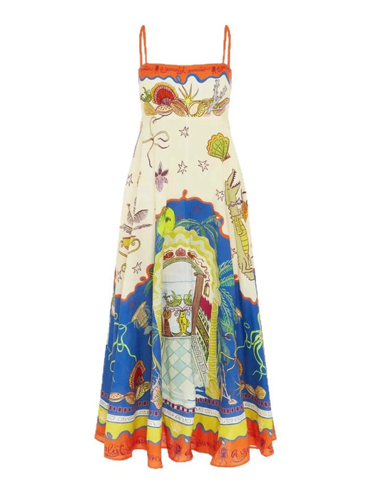 Printed Square Neck Maxi Cami Dress - alternate view 4