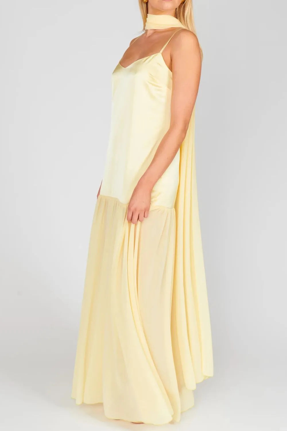 Adjustable Strap Maxi Cami Dress with Scarf - alternate view 20
