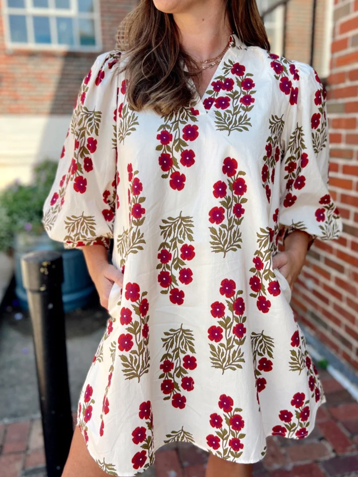 Floral Print Casual Mini Dress - alternate view 4