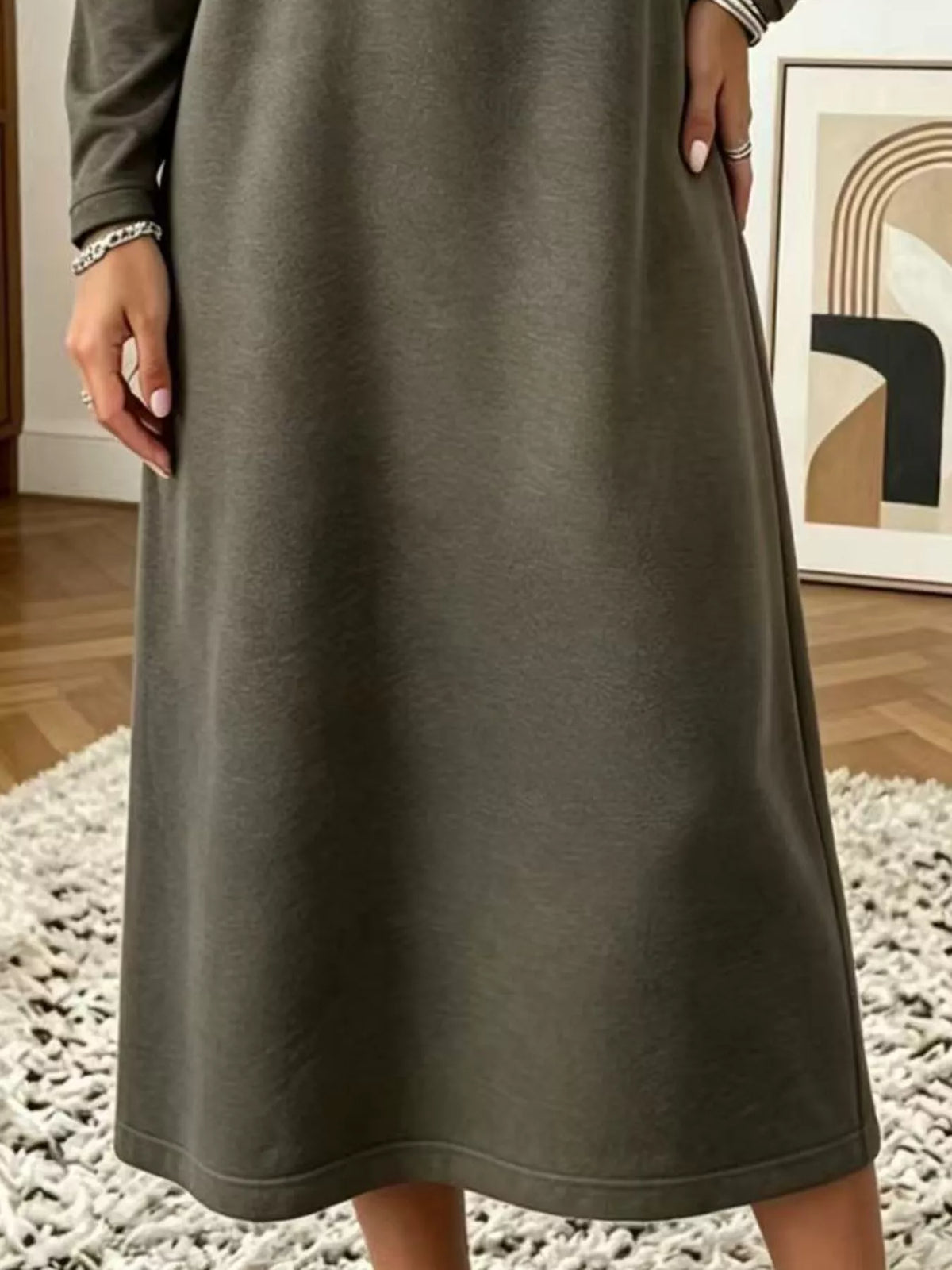 Polo Collar Long Sleeve Midi Dress - alternate view 15