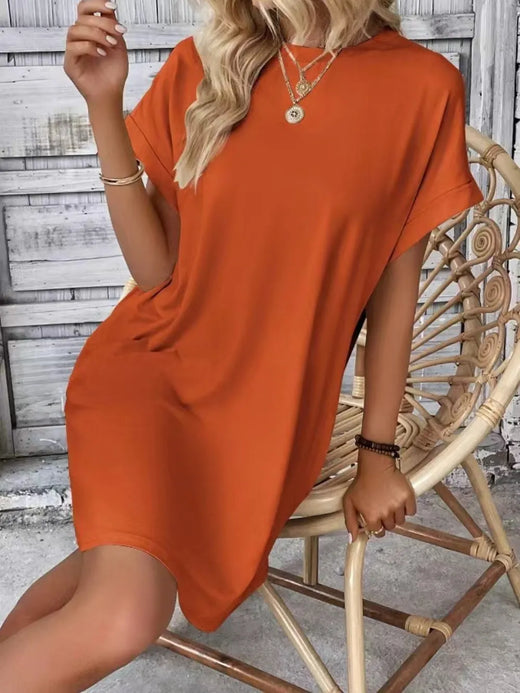 Short Sleeve Mini Tee Dress with Pockets - alternate view 2