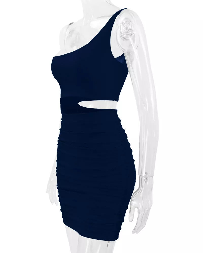 One-Shoulder Cutout Ruched Bodycon Mini Dress - alternate view 50