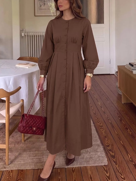 Button-Down Long Sleeve Midi Dress - alternate view 3