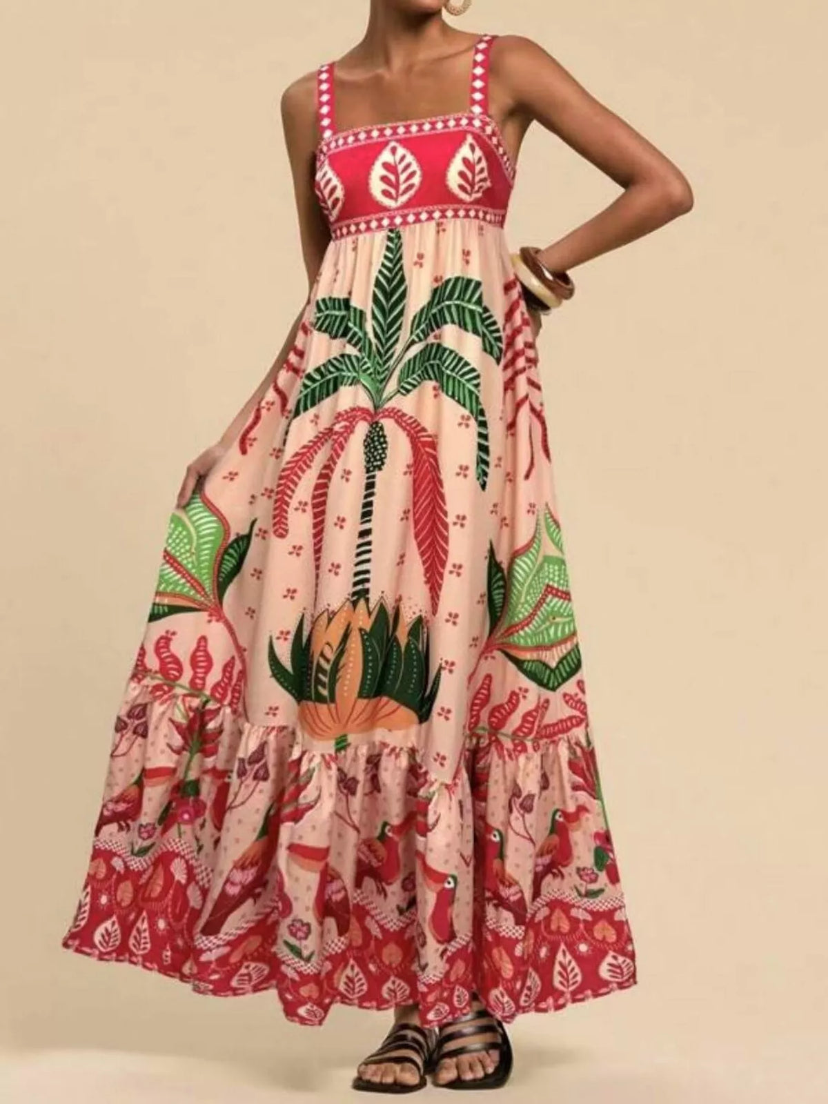 Printed Square Neck Maxi Dress - alternate view 11