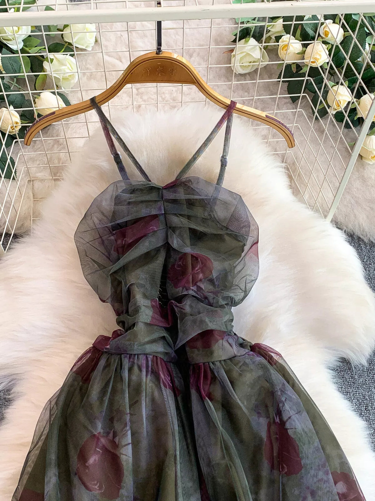 Floral Print Ruffled Layered Mesh Dress - alternate view 10