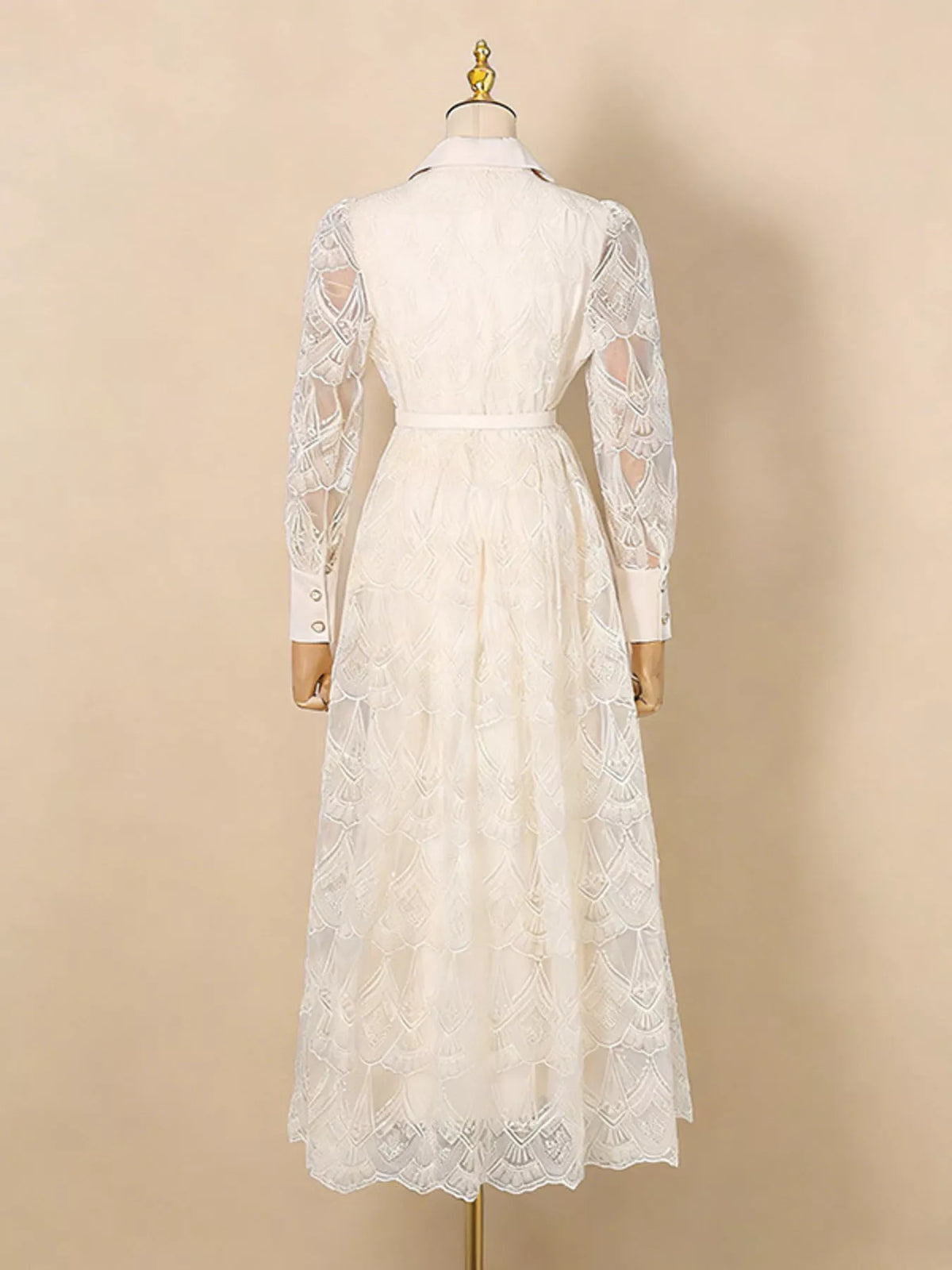 Lace Button Front Midi Dress - alternate view 5