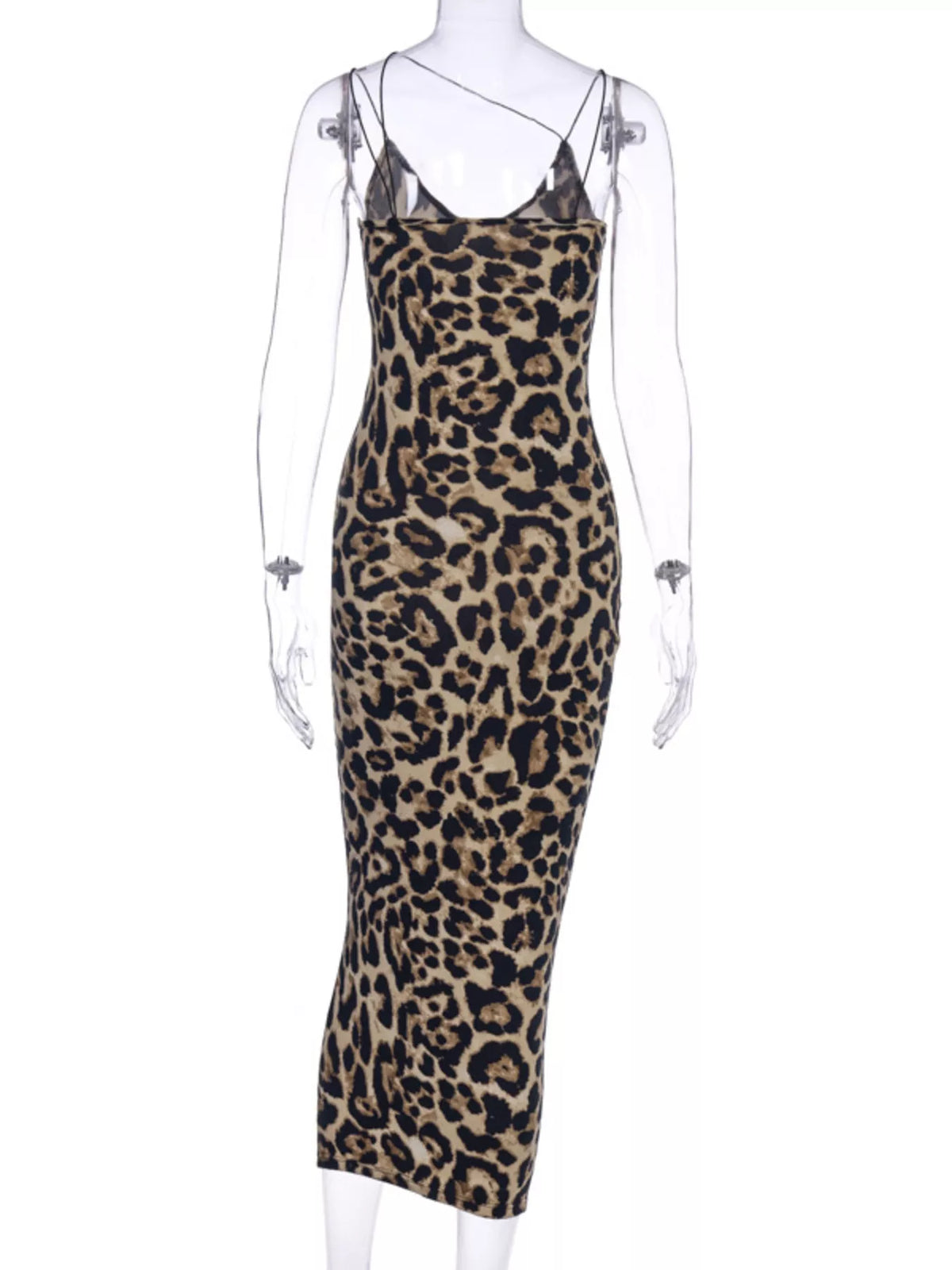 Leopard Print Spaghetti Strap Midi Dress - alternate view 7