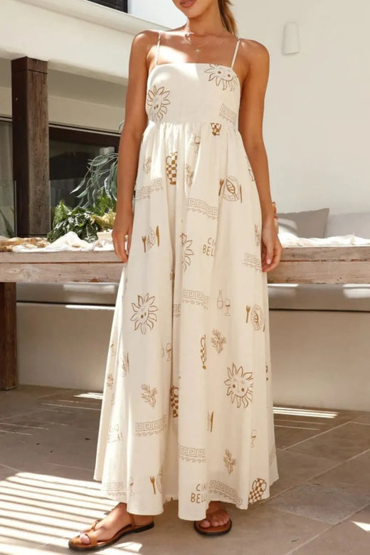 Printed Square Neck Sleeveless Maxi Cami Dress - alternate view 4