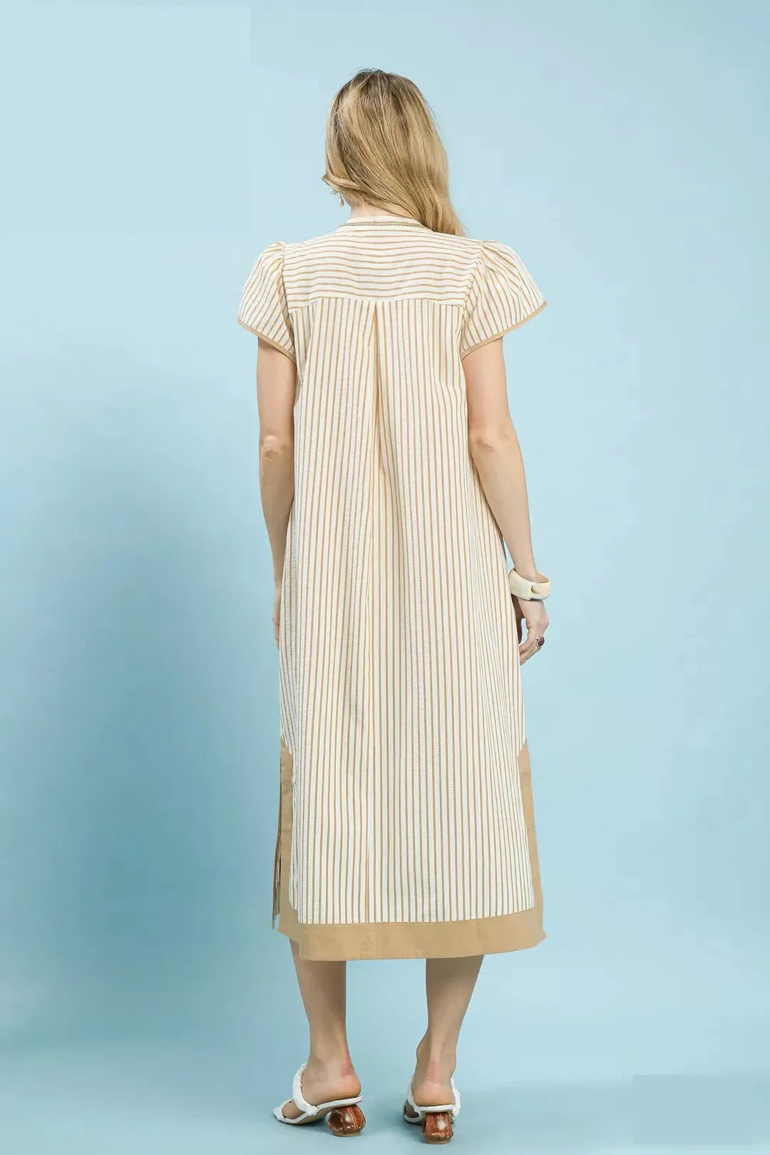 Stripe Midi Dress with Lace Trim - alternate view 3