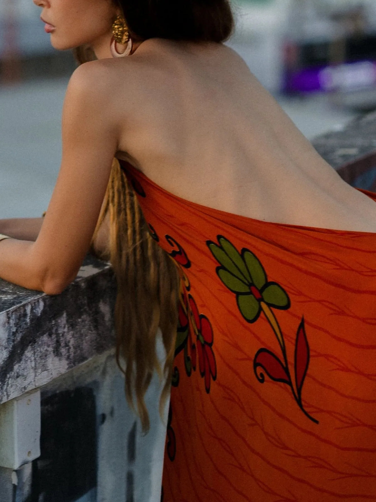 Asymmetrical Hem Printed Halter Neck Dress - alternate view 17