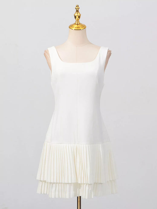Square Neck Pleated Mini Dress - alternate view 6