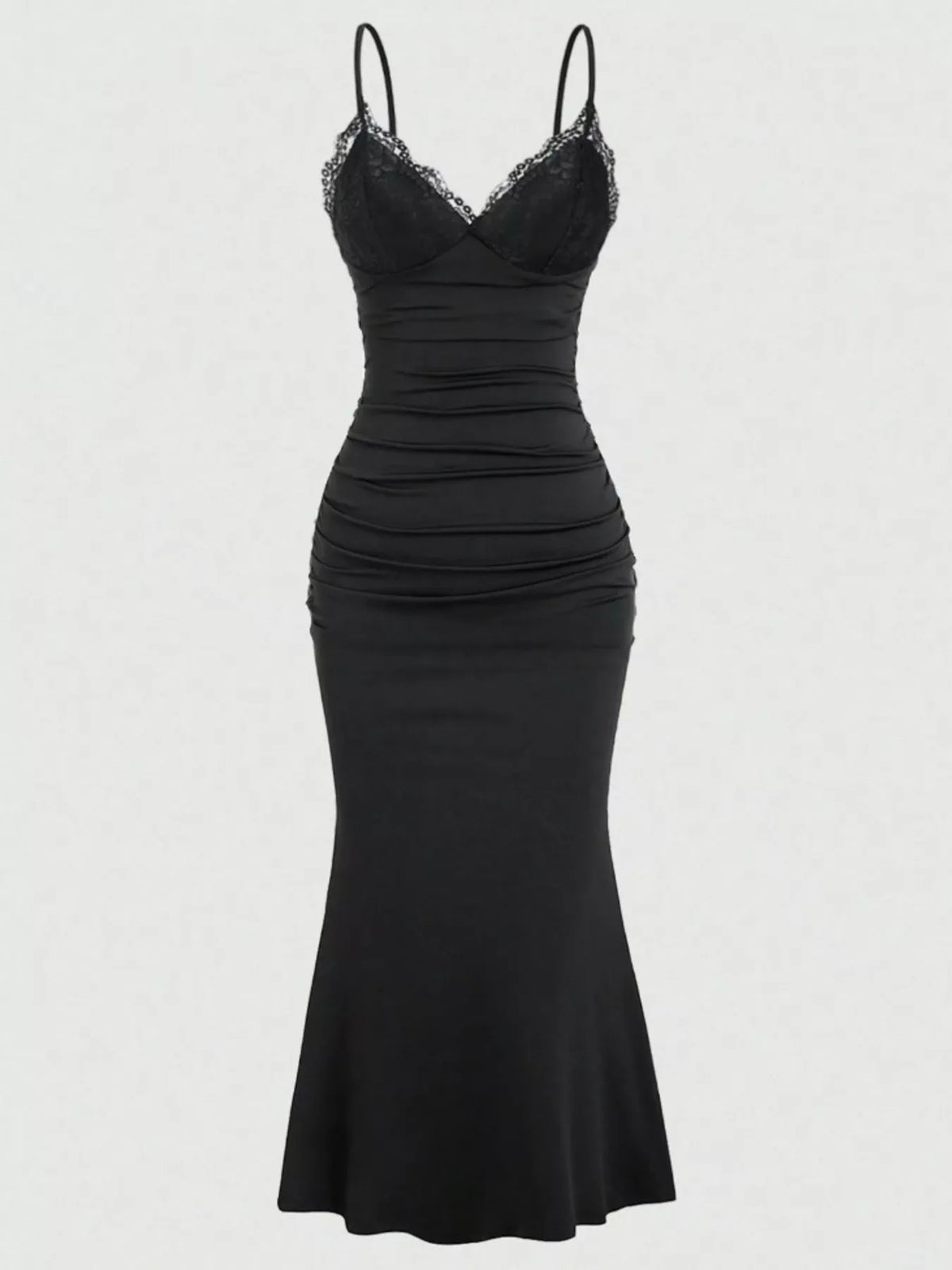 Lace Trim Ruched Mermaid Dress - alternate view 6