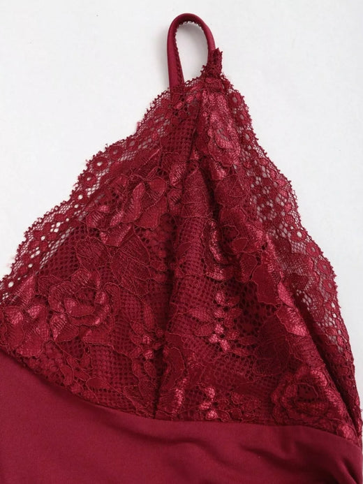 Lace Trim Ruched Mermaid Dress - alternate view 4