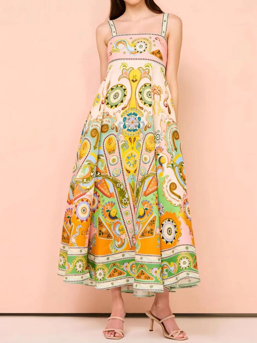 Paisley Print Square Neck Summer Dress - alternate view 4