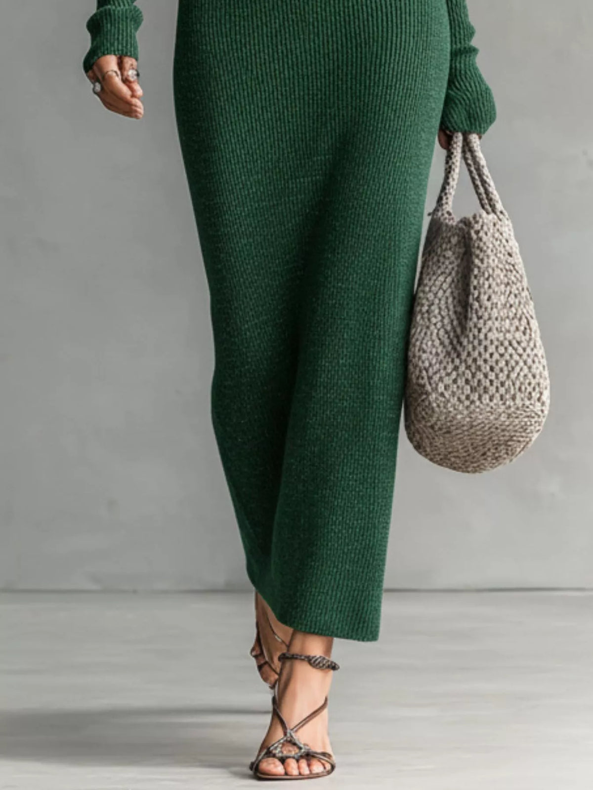 Hooded Knit Maxi Dress with Button-Up Placket and Chest Pockets - alternate view 7