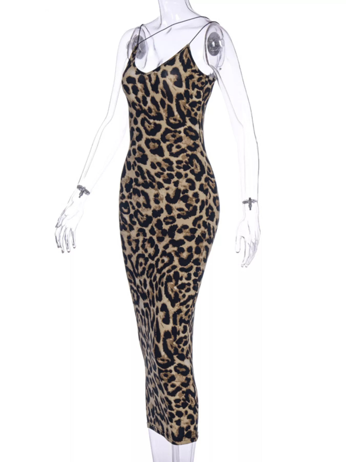 Leopard Print Spaghetti Strap Midi Dress - alternate view 6