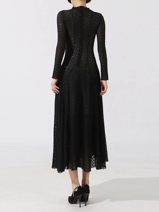 Lace Mock Neck Long Sleeve Dress - alternate view 5