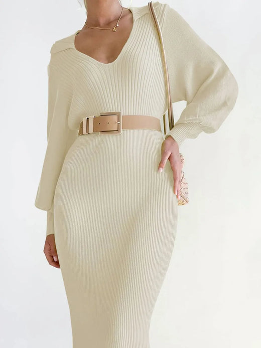 Perfee Tied Long Sleeve Wrap Sweater Dress - alternate view 5
