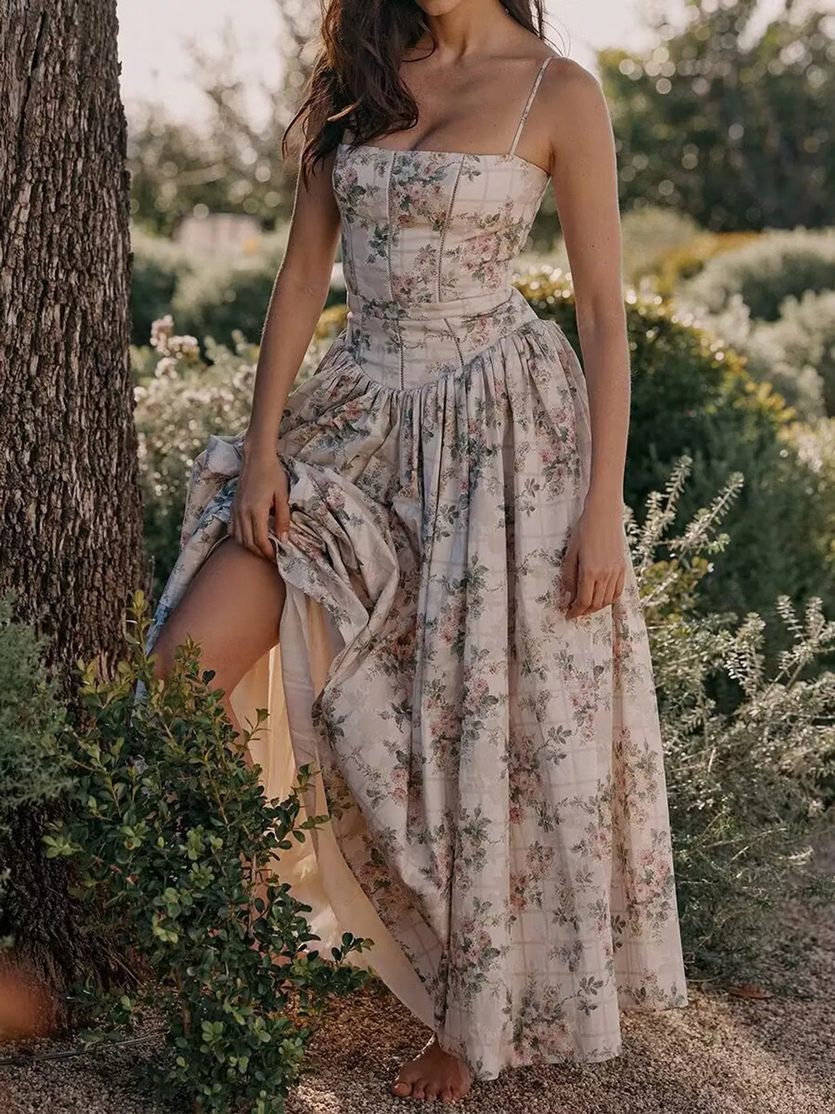 Floral Spaghetti Straps Midi Dress - alternate view 44