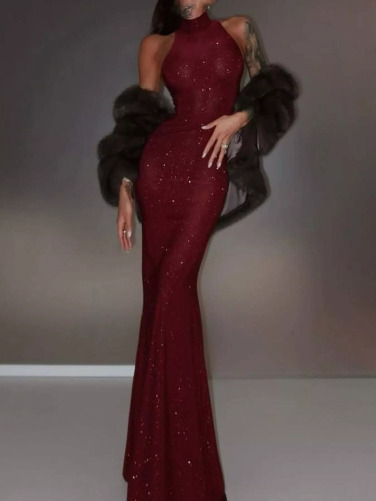 Sequin Sleeveless Maxi Dress - alternate view 10