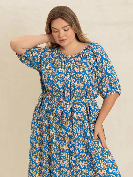Floral Print Maxi Dress with Side Slit - alternate view 2
