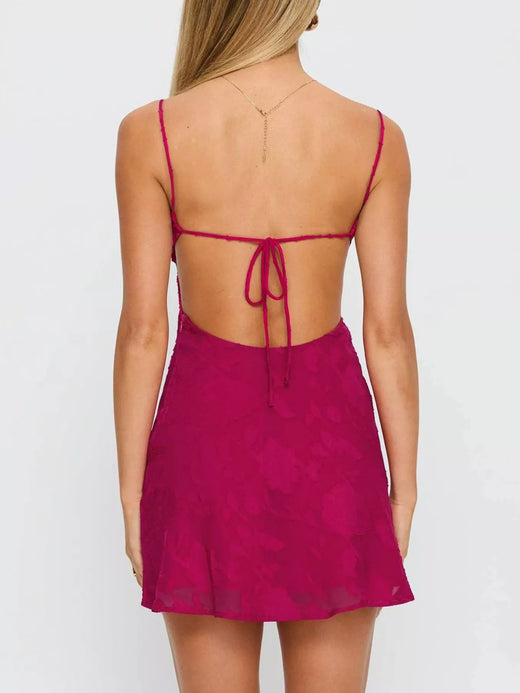 Backless Spaghetti Strap Mini Dress - alternate view 4