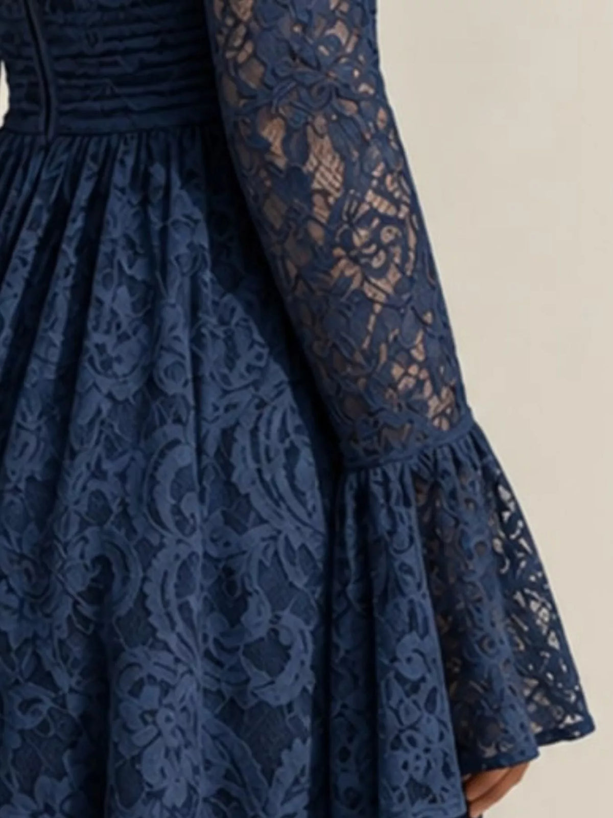 V-Neck Lace Flare Sleeve Maxi Dress - alternate view 9