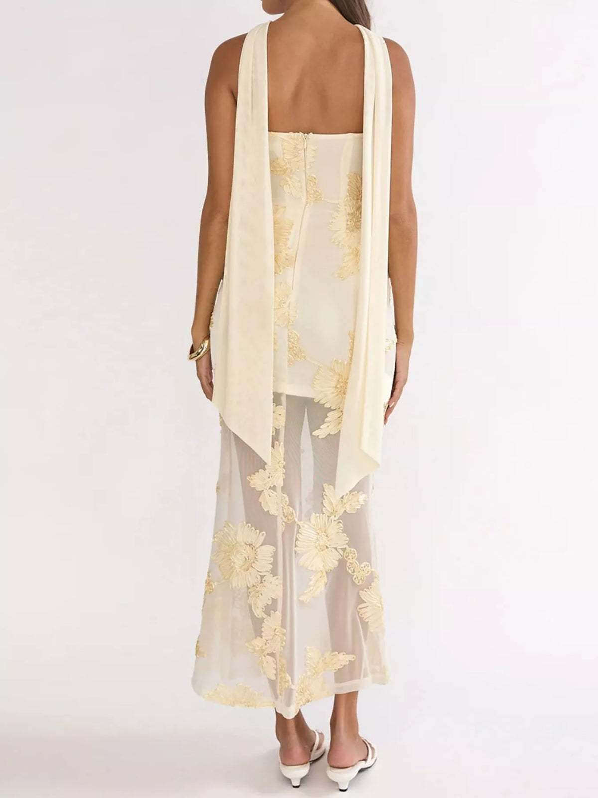 Floral Tube Dress with Scarf - alternate view 4