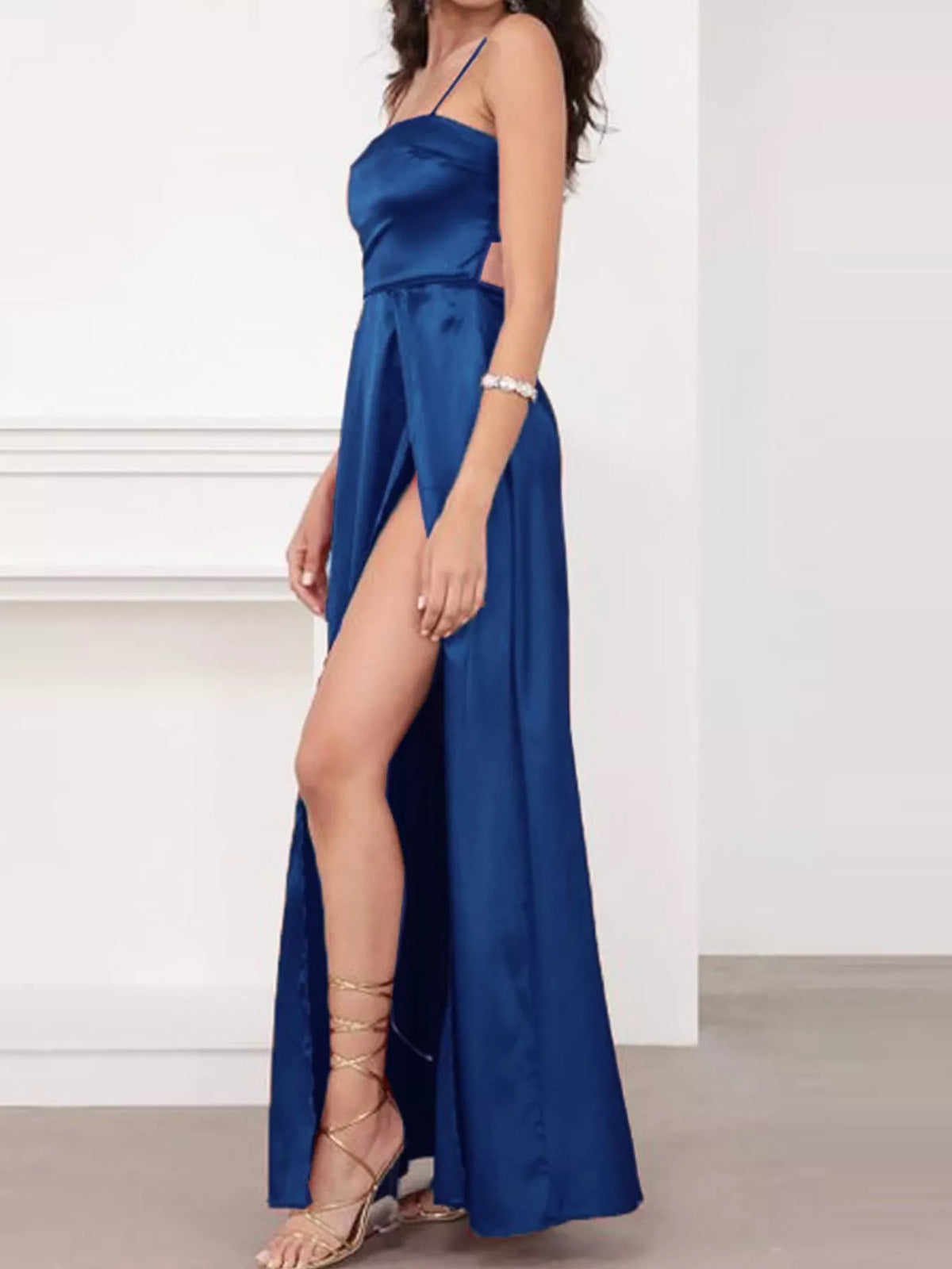 Spaghetti Strap High-Slit Maxi Dress - alternate view 2