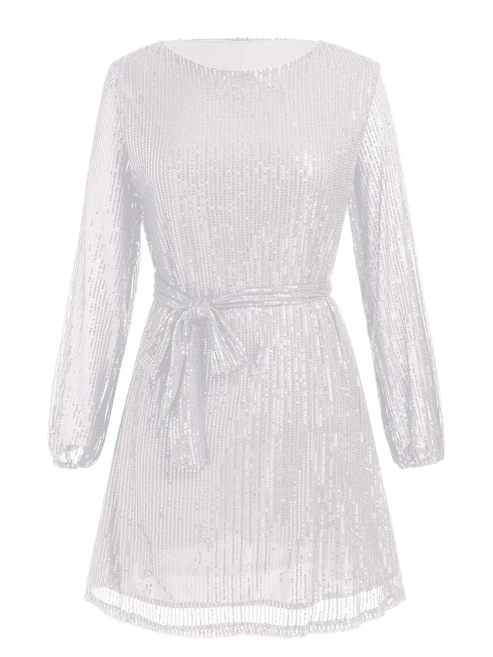 Sequin Tie Waist Long Sleeve Mini Dress - alternate view 6