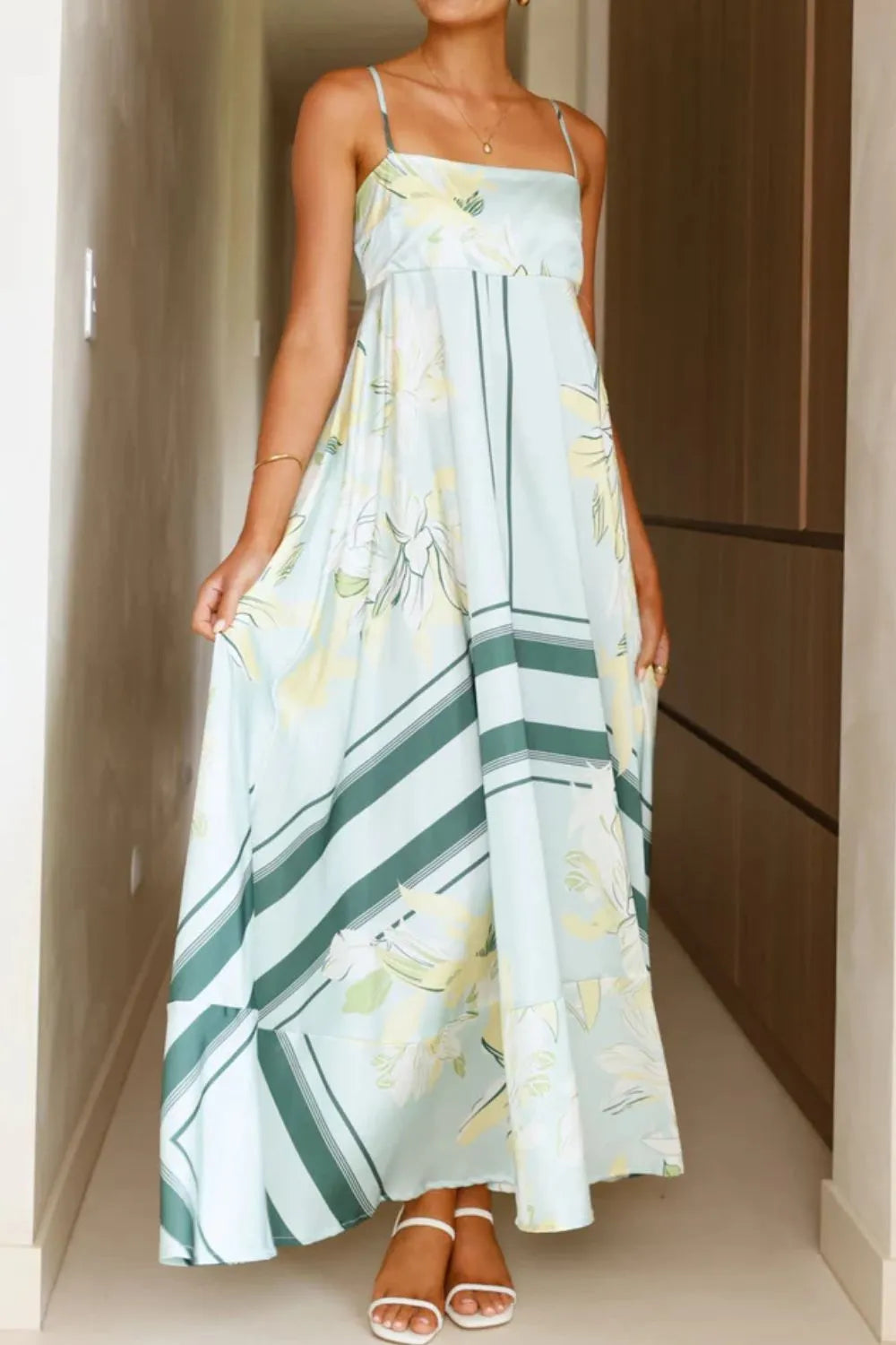 Printed Square Neck Cami Maxi Dress - alternate view 12