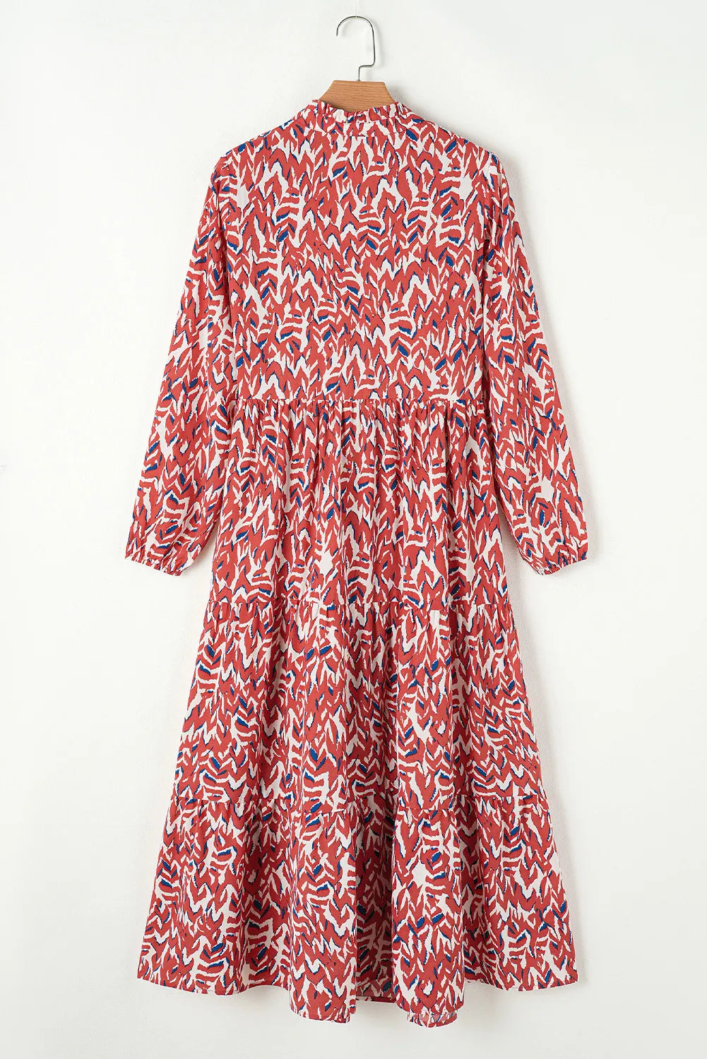 Printed Notched Long Sleeve Dress - alternate view 6