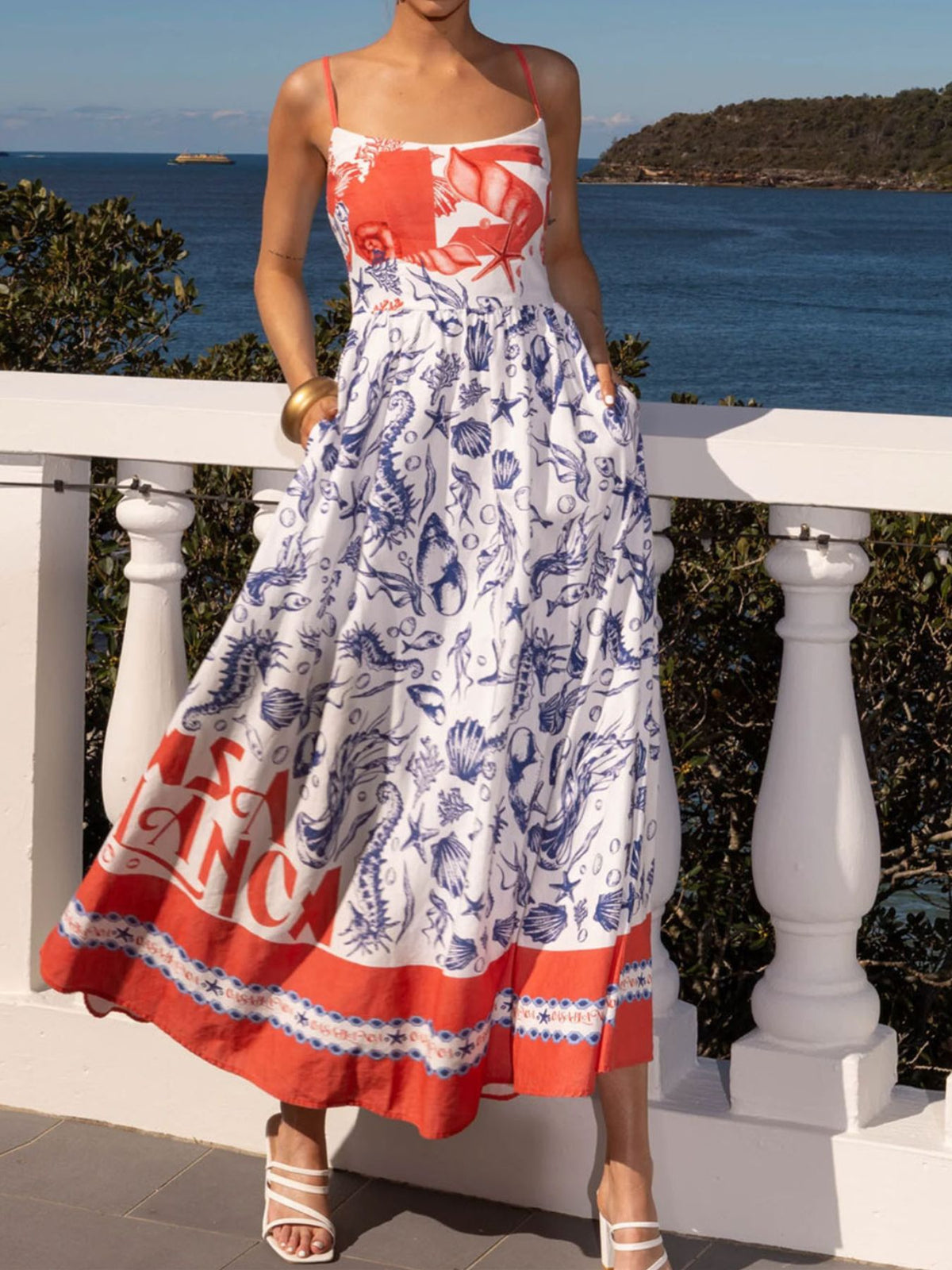 Printed Scoop Neck Cami Dress - alternate view 3