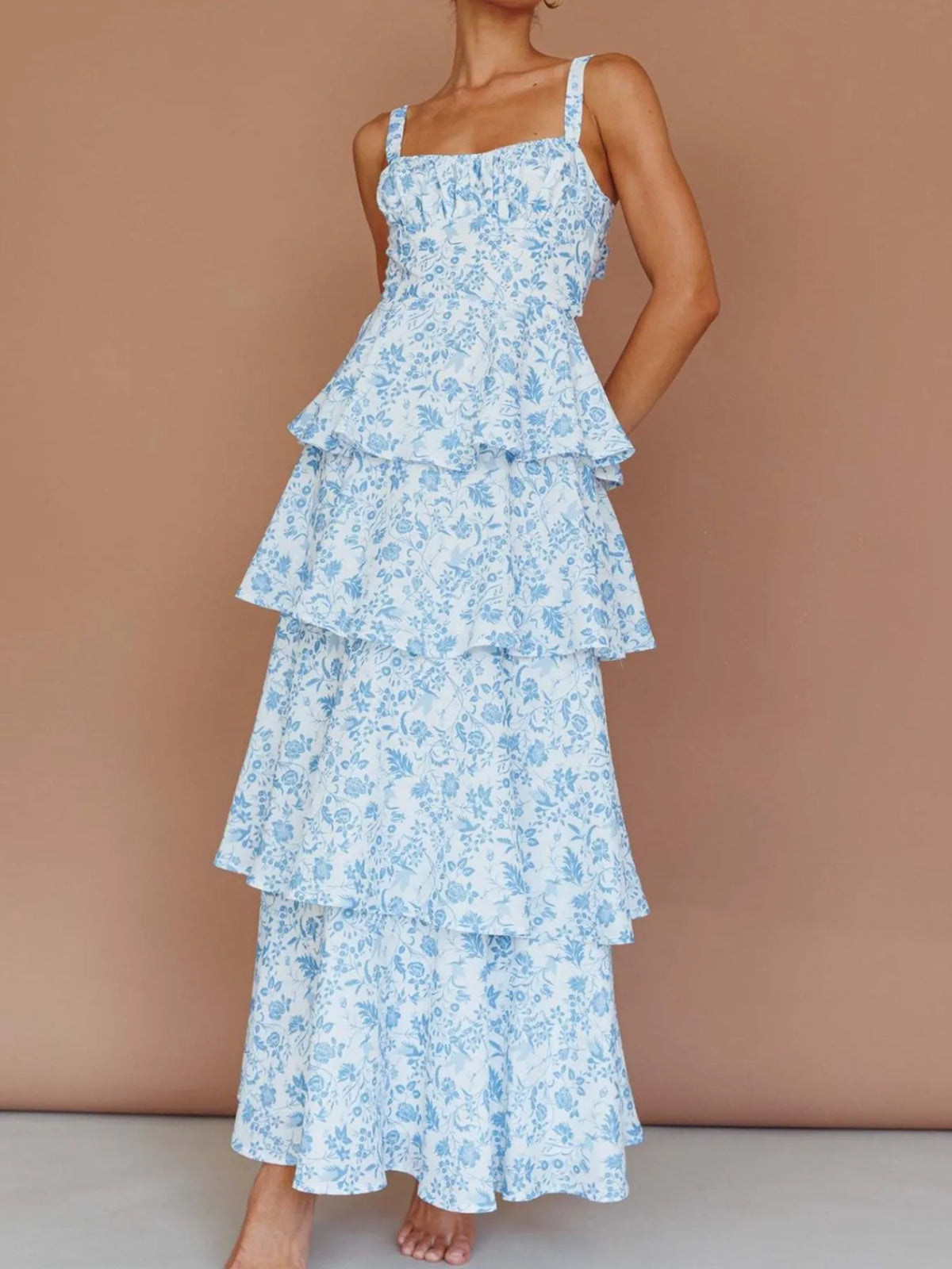 Floral Layered Ruffle Maxi Dress - alternate view 14