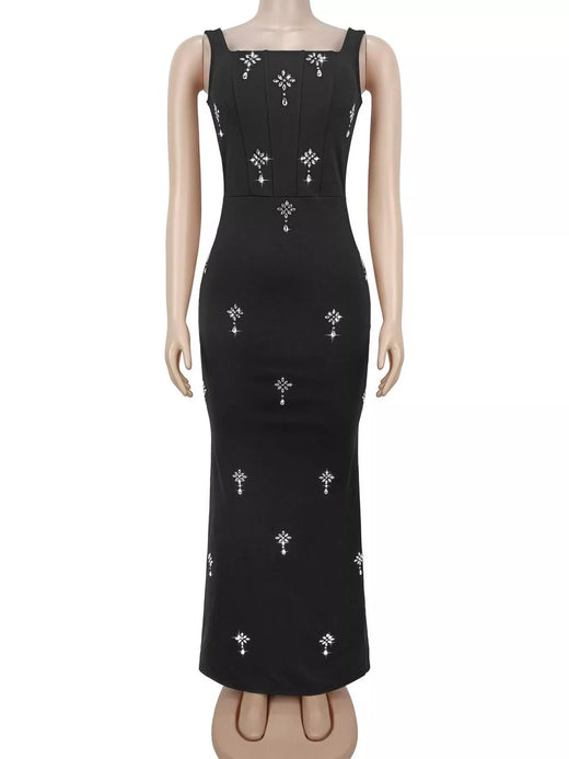 Rhinestone Embellished Bodycon Maxi Dress - alternate view 4