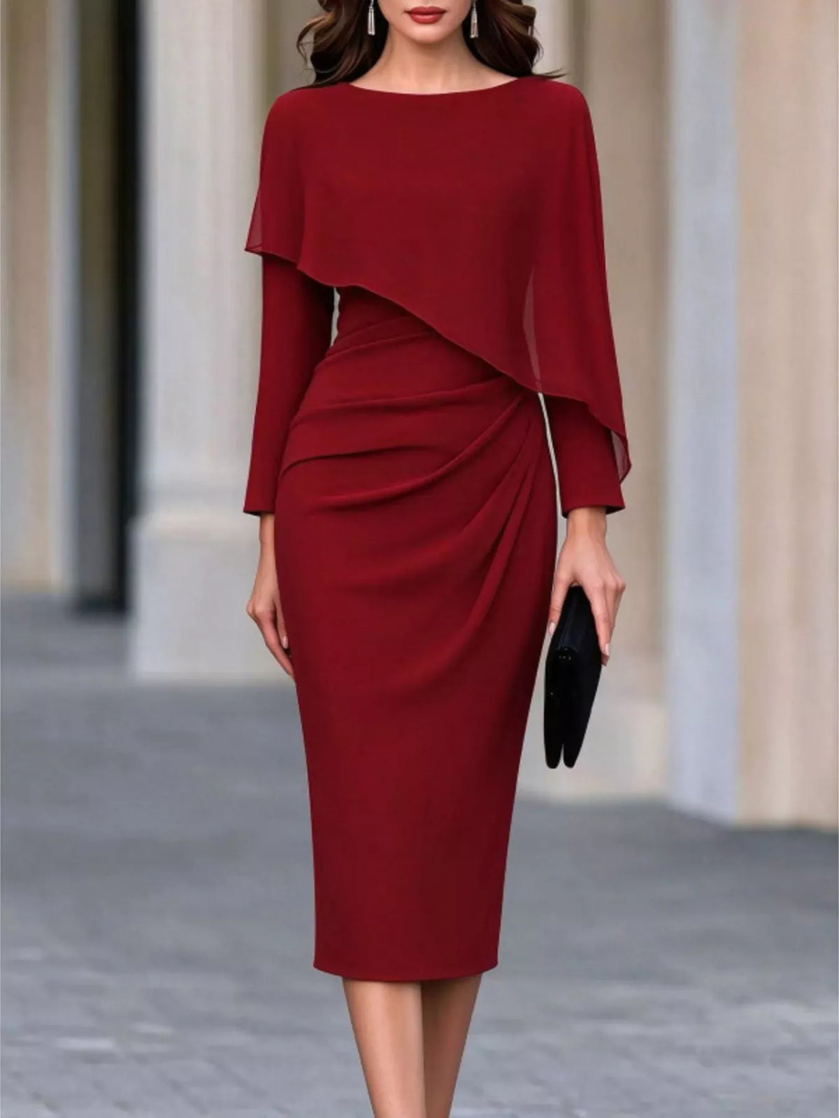 Cape-Style Bodycon Midi Dress - alternate view 4