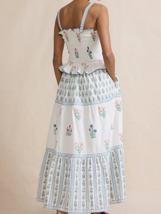 Smocked Ruffled Square Neck Maxi Dress - alternate view 2