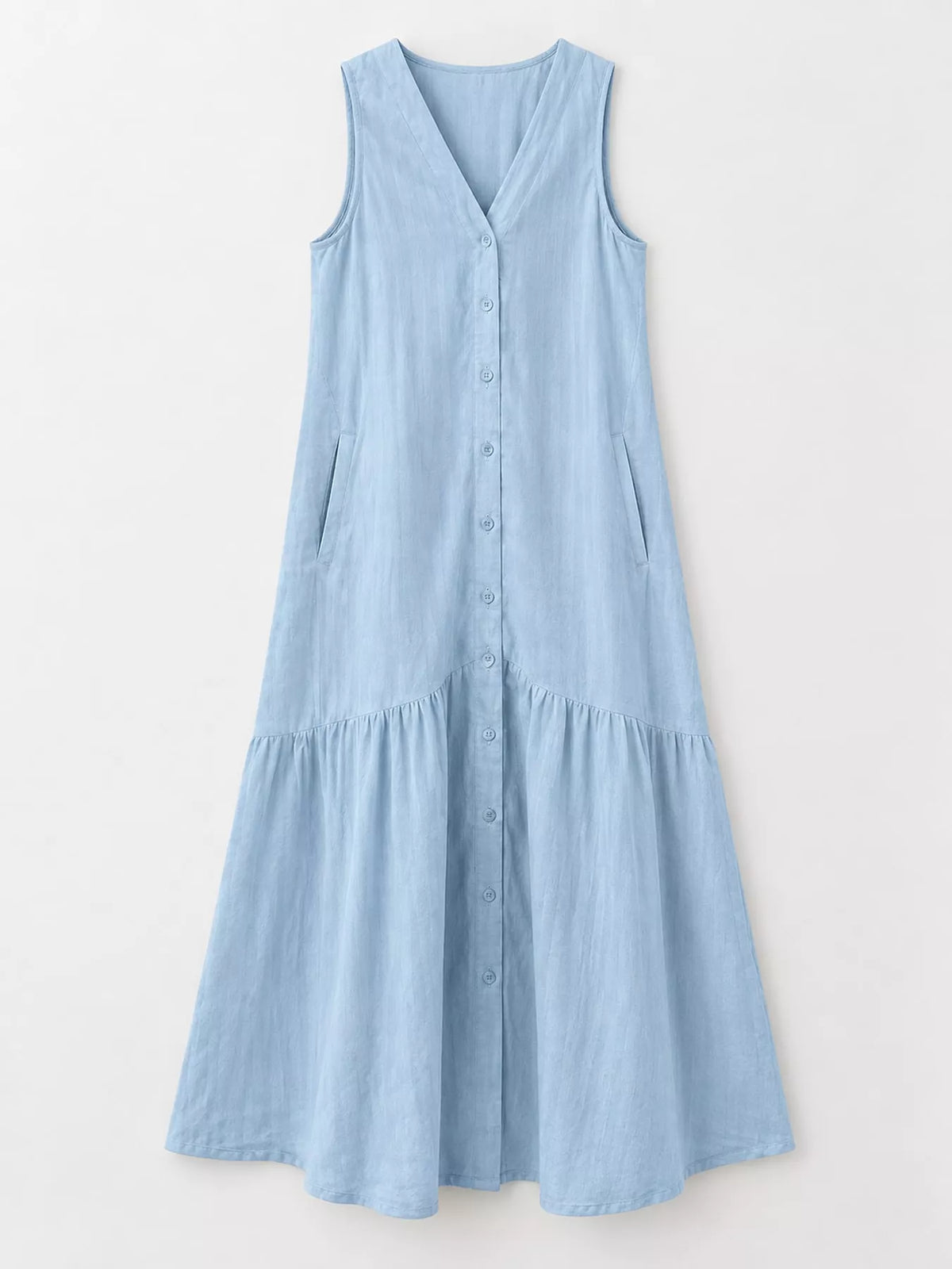 Full Size V-Neck Button Front Sleeveless Midi Dress Plus Size - alternate view 14